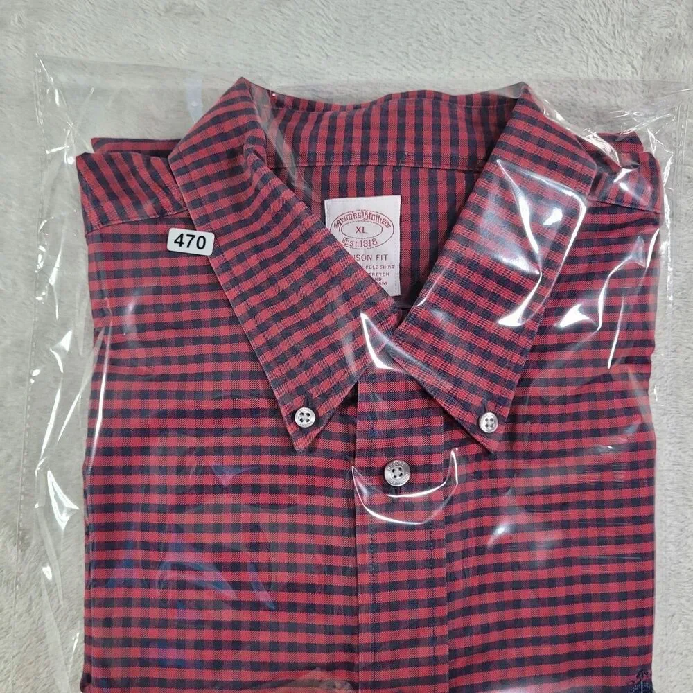Brooks Brothers Dress Shirt Mens XL Red Long Sleeve Button Down Non Iron Stretch - Picture 12 of 12